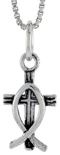 Sterling Silver Fishermans Cross Charm, 1/2 inch tall
