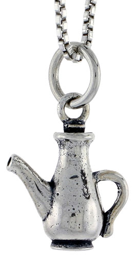 Sterling Silver Coffee Pot Charm, 1/2 inch tall