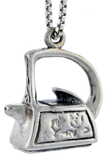 Sterling Silver Tea Kettle Charm, 5/8 inch tall