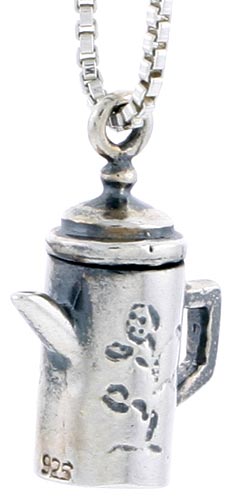 Sterling Silver Tubular Tea Pot Charm, 1/2 inch tall