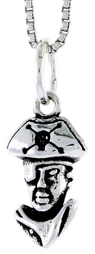 Sterling Silver Pirate Charm, 1/2 inch tall