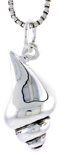 Sterling Silver Sea Snail Shell Charm, 3/4 inch tall