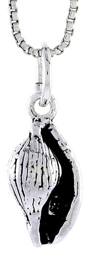 Sterling Silver Marine Cowry Snail Shell Charm, 1/2 inch tall