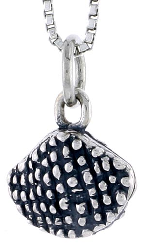 Sterling Silver Clam Shell Charm, 3/8 inch tall