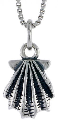 Sterling Silver Clam Shell Charm, 1/2 inch tall