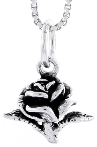 Sterling Silver Rose Charm, 3/8 inch tall