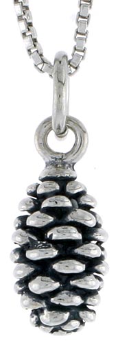 Sterling Silver Pine Cone Charm, 1/2 inch tall