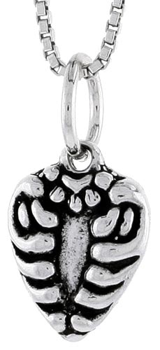 Sterling Silver Heart Charm, 1/2 inch tall