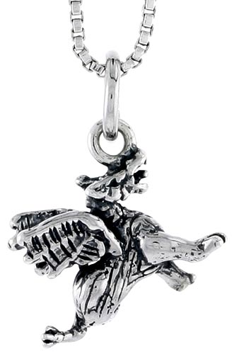 Sterling Silver Winged Dragon Charm, 1/2 inch tall
