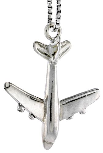 Sterling Silver Airplane Charm, 3/4 inch tall