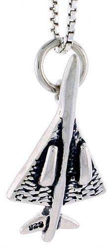 Sterling Silver Jet Plane Charm, 7/8 inch tall