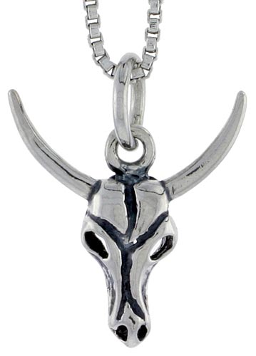 Sterling Silver Cow Skull Charm, 5/8 inch tall