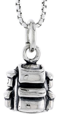 Sterling Silver Back Pack Charm, 3/8 inch tall
