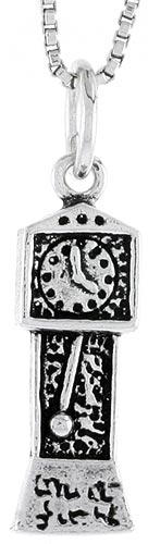 Sterling Silver Grandfather Clock Charm, 3/4 inch tall