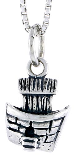 Sterling Silver House Boat Charm, 1/2 inch tall