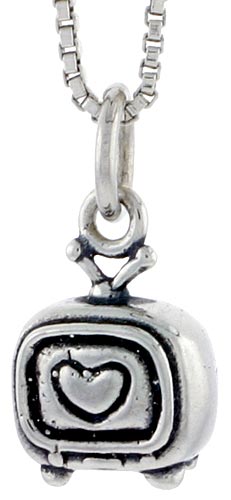 Sterling Silver Television Charm, 5/16 inch tall