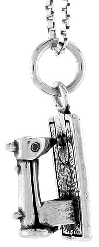 Sterling Silver Sewing Machine Charm, 1/2 inch tall