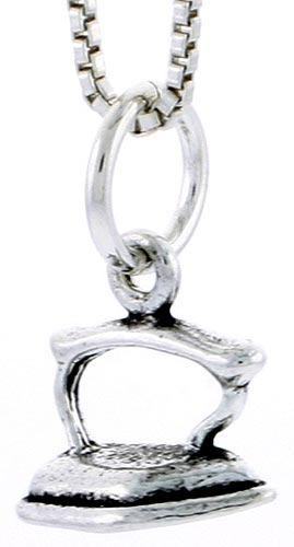 Sterling Silver Flat Iron Charm, 5/16 inch tall