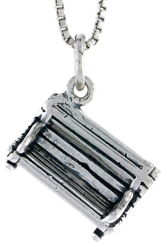 Sterling Silver Park Bench Charm, 3/8 inch tall