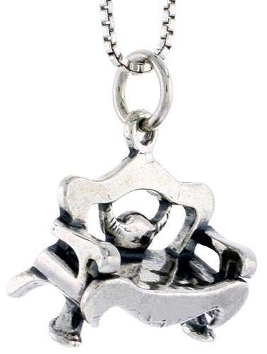 Sterling Silver Park Bench Charm, 1/2 inch tall