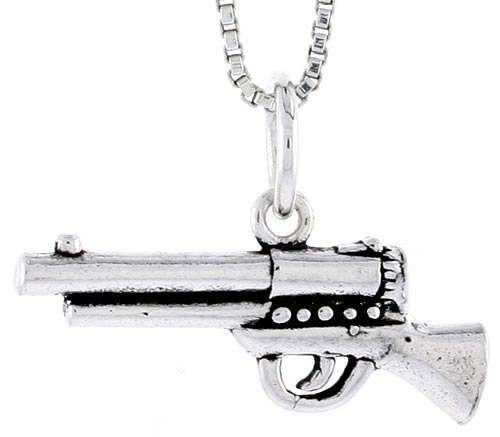 Sterling Silver Pistol Charm, 7/8 inch wide