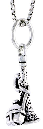 Sterling Silver Army Trumpet Charm, 5/8 inch tall