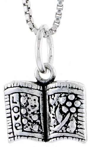 Sterling Silver Book of Love Charm, 3/8 inch tall