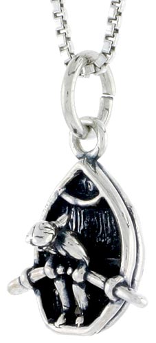 Sterling Silver Girl Row Boating Charm, 1/2 inch tall