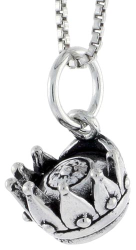 Sterling Silver Crown Charm, 1/4 inch tall
