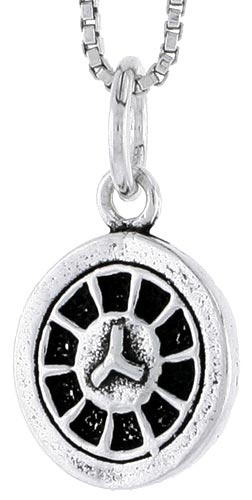 Sterling Silver Hubcap Charm, 1/2 inch tall