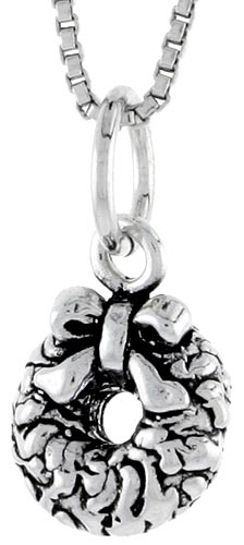 Sterling Silver Wreath Charm, 1/2 inch tall
