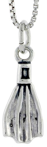 Sterling Silver Scuba Diving Fin Charm, 5/8 inch tall