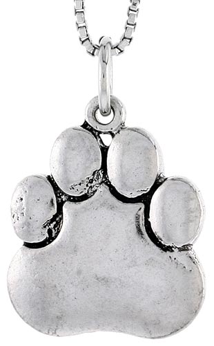 Sterling Silver Bear Paw Charm, 3/4 inch tall
