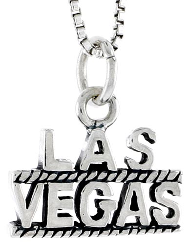 Sterling Silver Las Vegas Word Charm, 3/8 inch tall