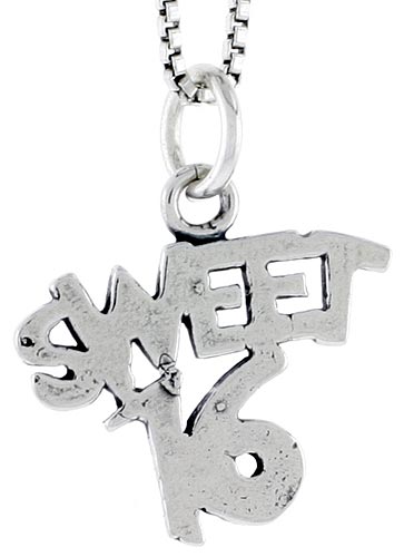 Sterling Silver Sweet 16 Word Charm, 1/2 inch tall