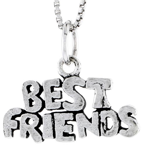 Sterling Silver Best Friends Word Charm, 1/2 inch tall
