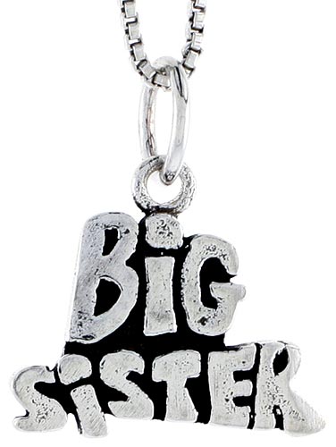 Sterling Silver Big Sister Word Charm, 1/2 inch tall