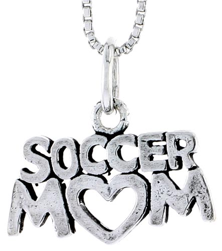 Sterling Silver Soccer Mom Word Charm, 1/2 inch tall