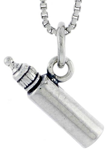 Sterling Silver Baby Bottle Charm, 5/8 inch wide