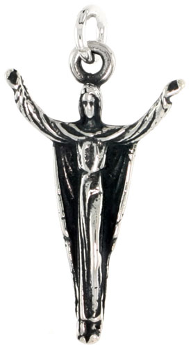 Sterling Silver Resurrected Jesus Christ Charm, 7/8 tall