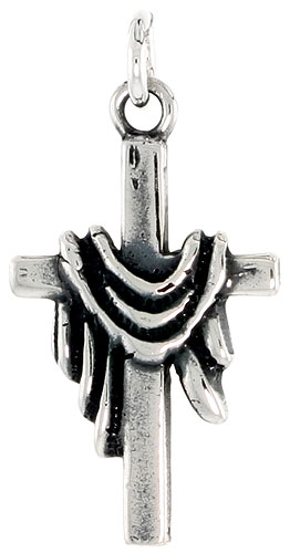 Sterling Silver Robed Cross Charm, 3/4 inch tall