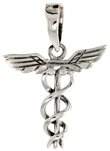 Sterling Silver Caduceus (Medical Symbol) Charm, 3/4 inch tall