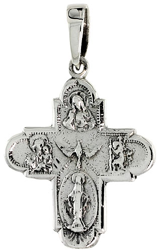Sterling Silver 4-way Cross, 1 inch tall