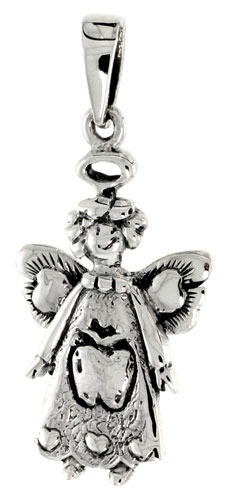 Sterling Silver Happy Apple Fairy Charm, 1 inch tall