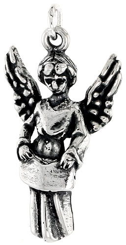 Sterling Silver Guardian Angel Charm, 1 inch tall
