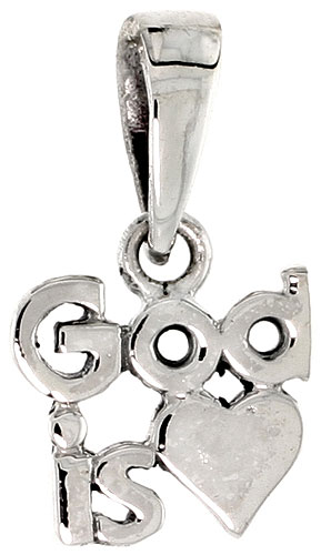 Sterling Silver God is Love Word Charm, 1/2 inch tall