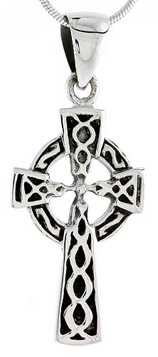 Sterling Silver Celtic Cross Charm, 1 1/4 inch 