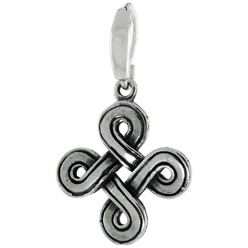 Sterling Silver Celtic Knot Charm, 1 1/8 inch 