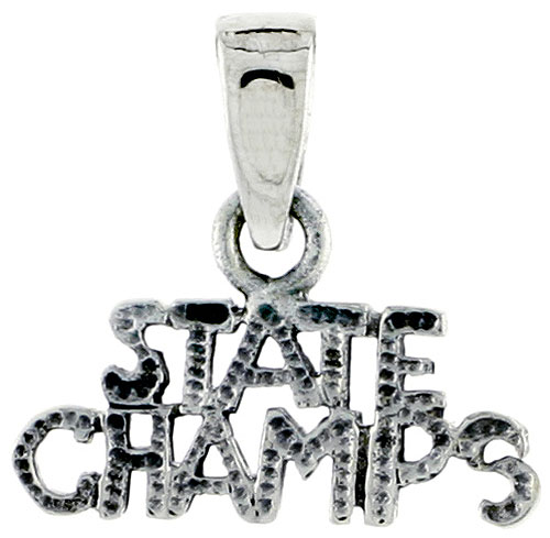 Sterling Silver State Champs Word Charm, 5/8 inch wide
