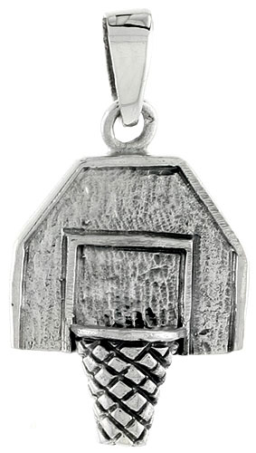Sterling Silver Basketball Board Charm, 3/4 inch tall